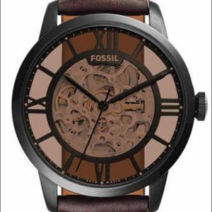 FOSSIL TOWNSMAN AUTOMATIC DARK BROWN LEATHER WATCH